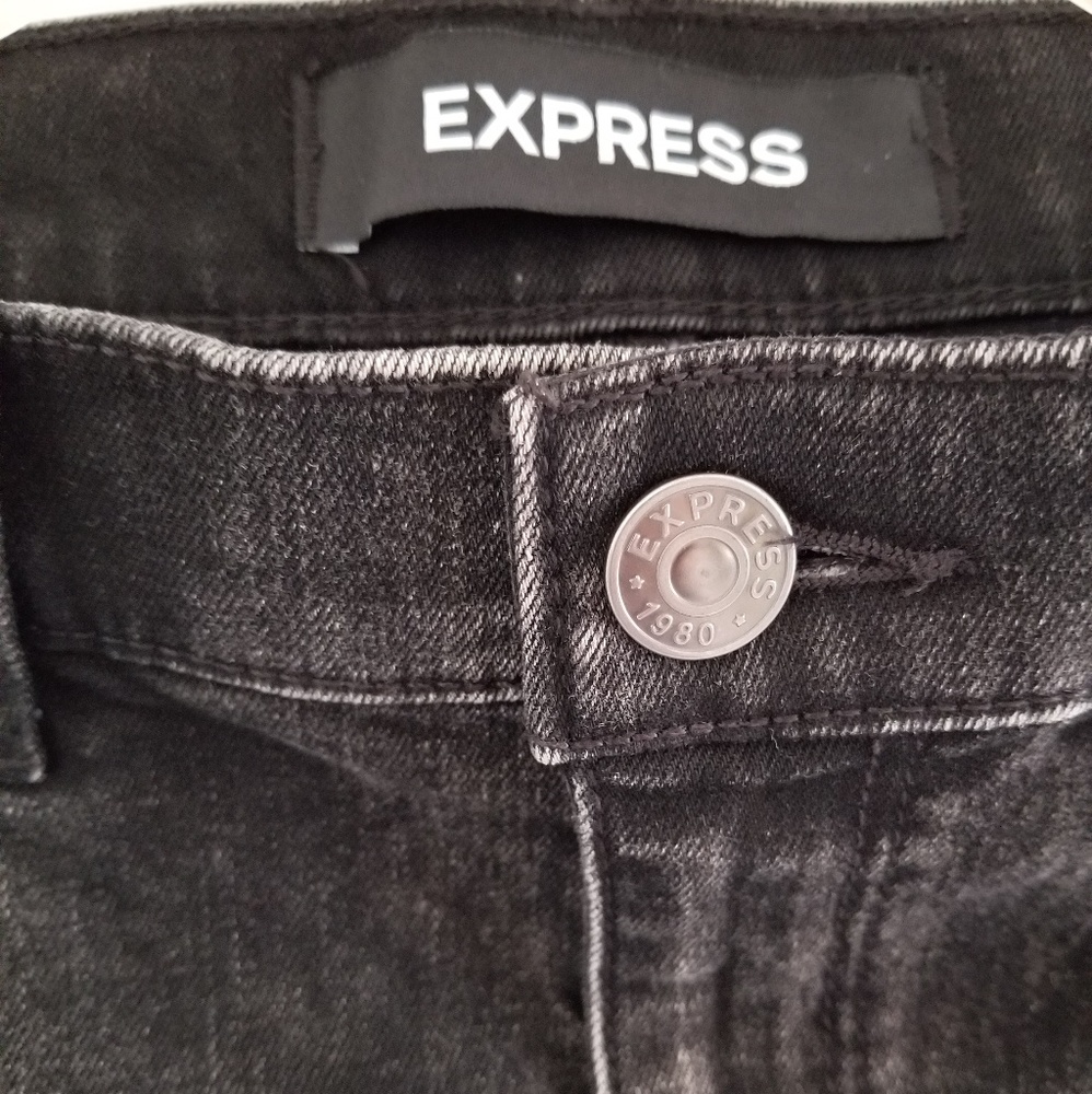 Midrise Straight Mini Black Dark Wash Jean Skirt - Picture 10 of 11